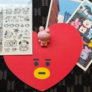 Official BTS BT21 Lot with Mousepad, Temporary Tattoos, Postcards, and Figurine